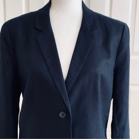 Banana Republic Factory Blazer Jacket Navy Blue Linen Lightweight Career Size 10 - Picture 3 of 12